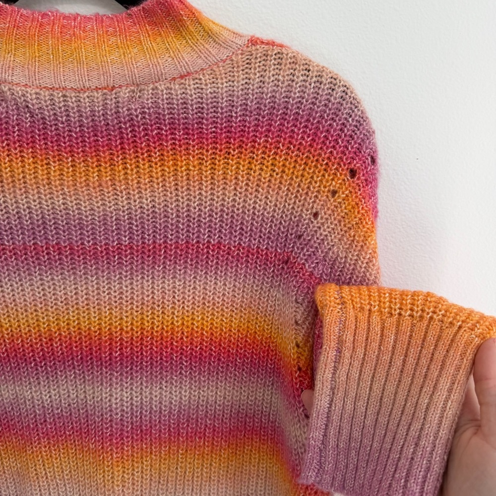 NWT Rebecca Minkoff Rainbow Stripe Sweater Colorful Soft Knit Pullover Size L - Picture 8 of 8